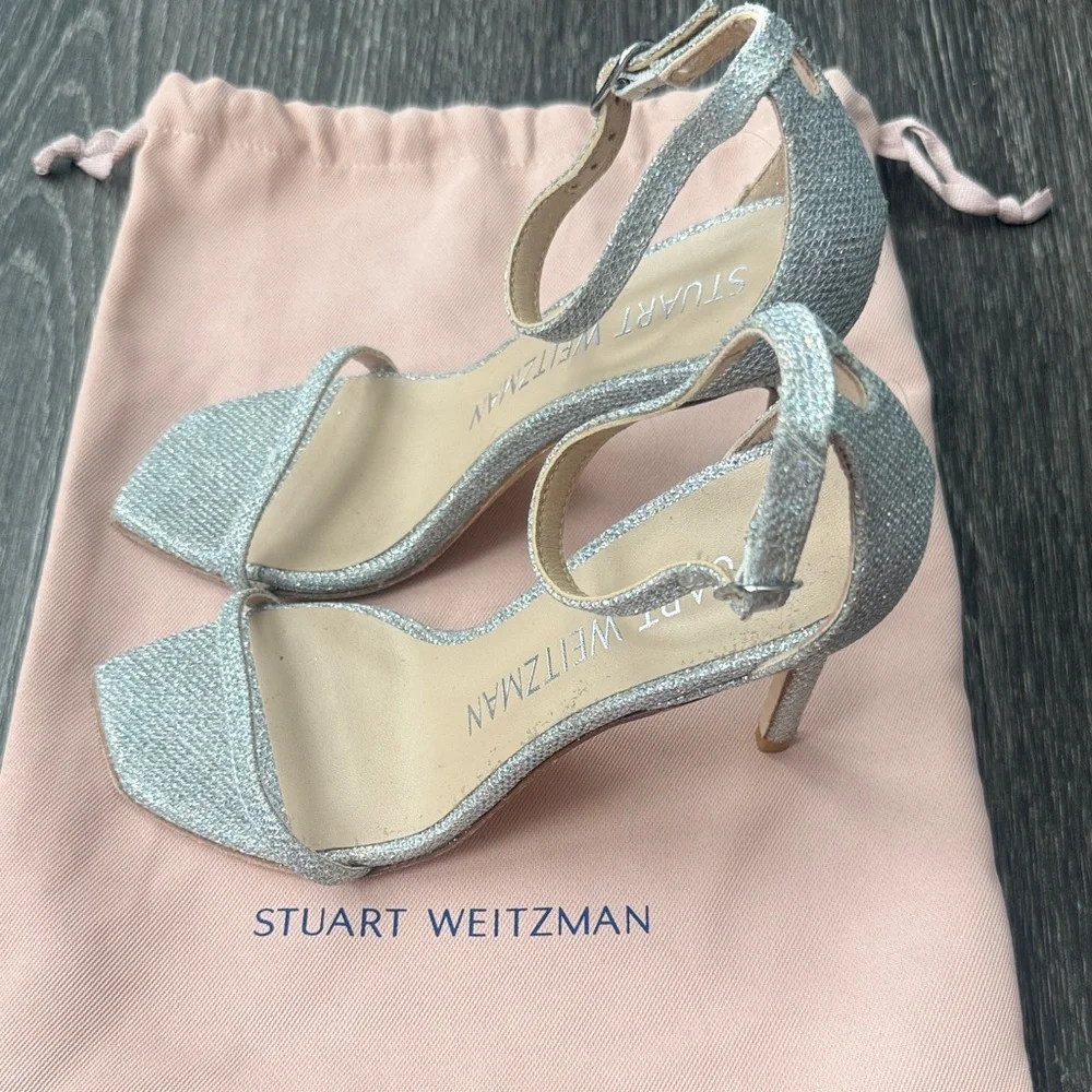Stuart Weitzman Nudist Curve 75 Crystal Sandals Sz 5.5 - Picture 2 of 10